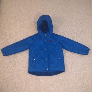 4T Patagonia blue hooded reversible synthetic puff